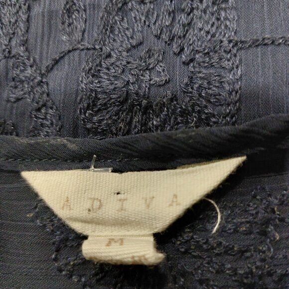 ADIVA Women's Navy Floral Stretch Cap Sleeves 2-Tier Top w/Lace Accent - Medium - Picture 9 of 9